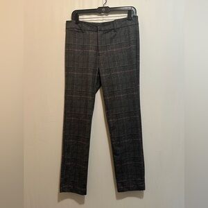Kut from the Kloth Women's Black and Pink Plaid Straight Leg Pants